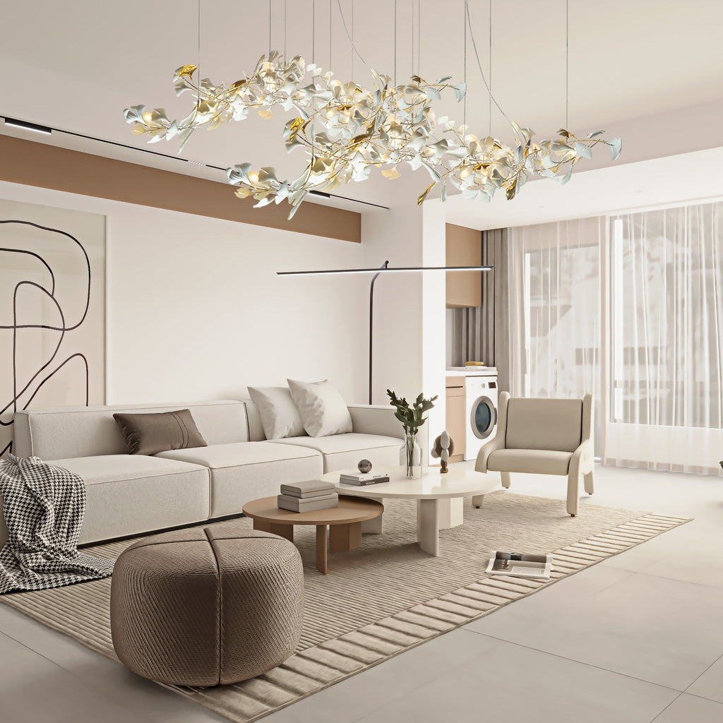 Gold White Leaves Combination Gingko Chandeliers
