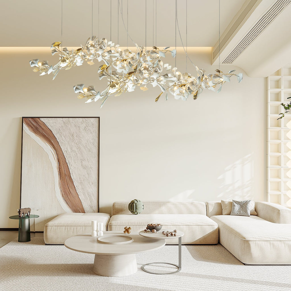 Gold White Leaves Combination Gingko Chandeliers