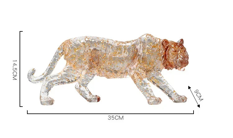 Golden Leopard Animal Sculpture with Gold Foil Resin for Home Decor