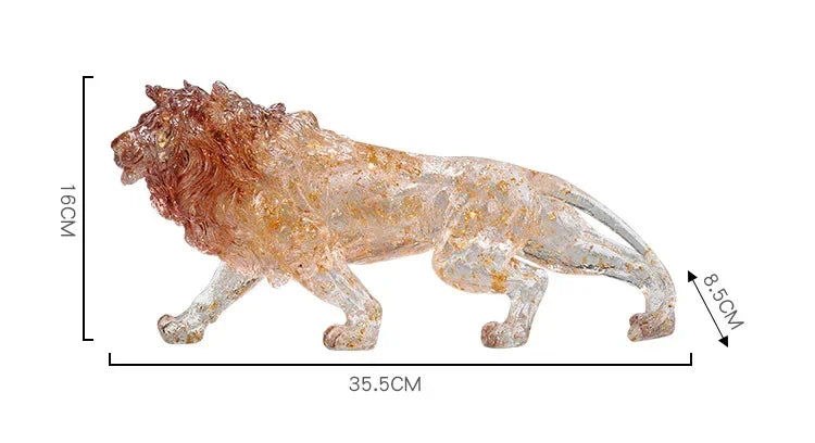 Golden Leopard Animal Sculpture with Gold Foil Resin for Home Decor