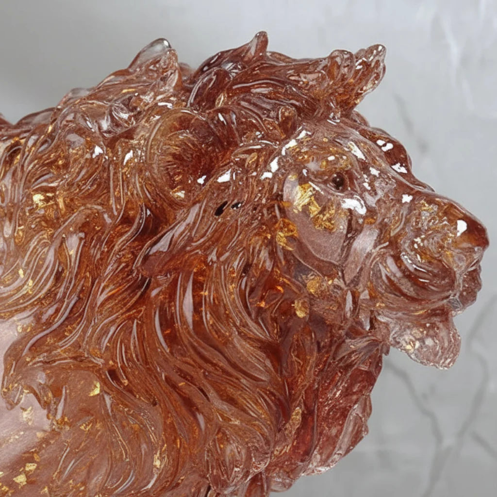 Golden Leopard Animal Sculpture with Gold Foil Resin for Home Decor