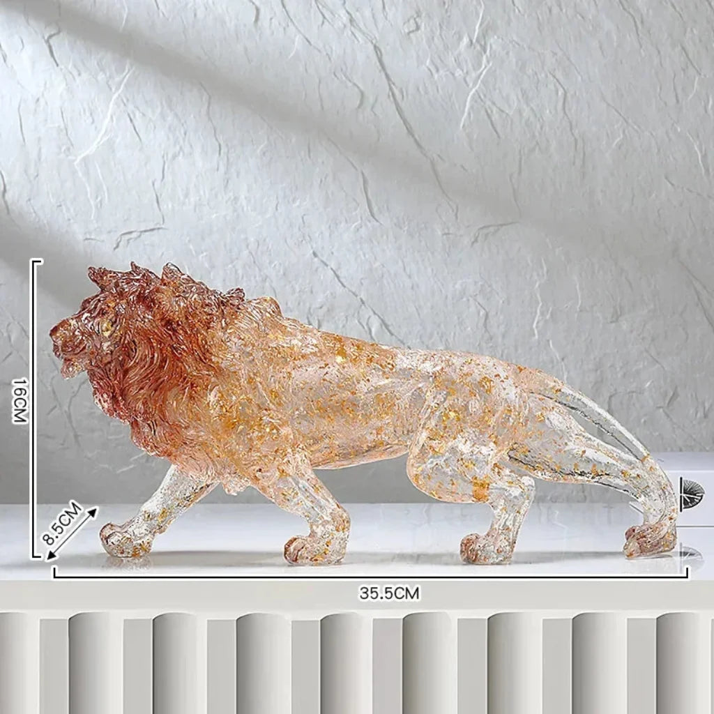 Golden Leopard Animal Sculpture with Gold Foil Resin for Home Decor
