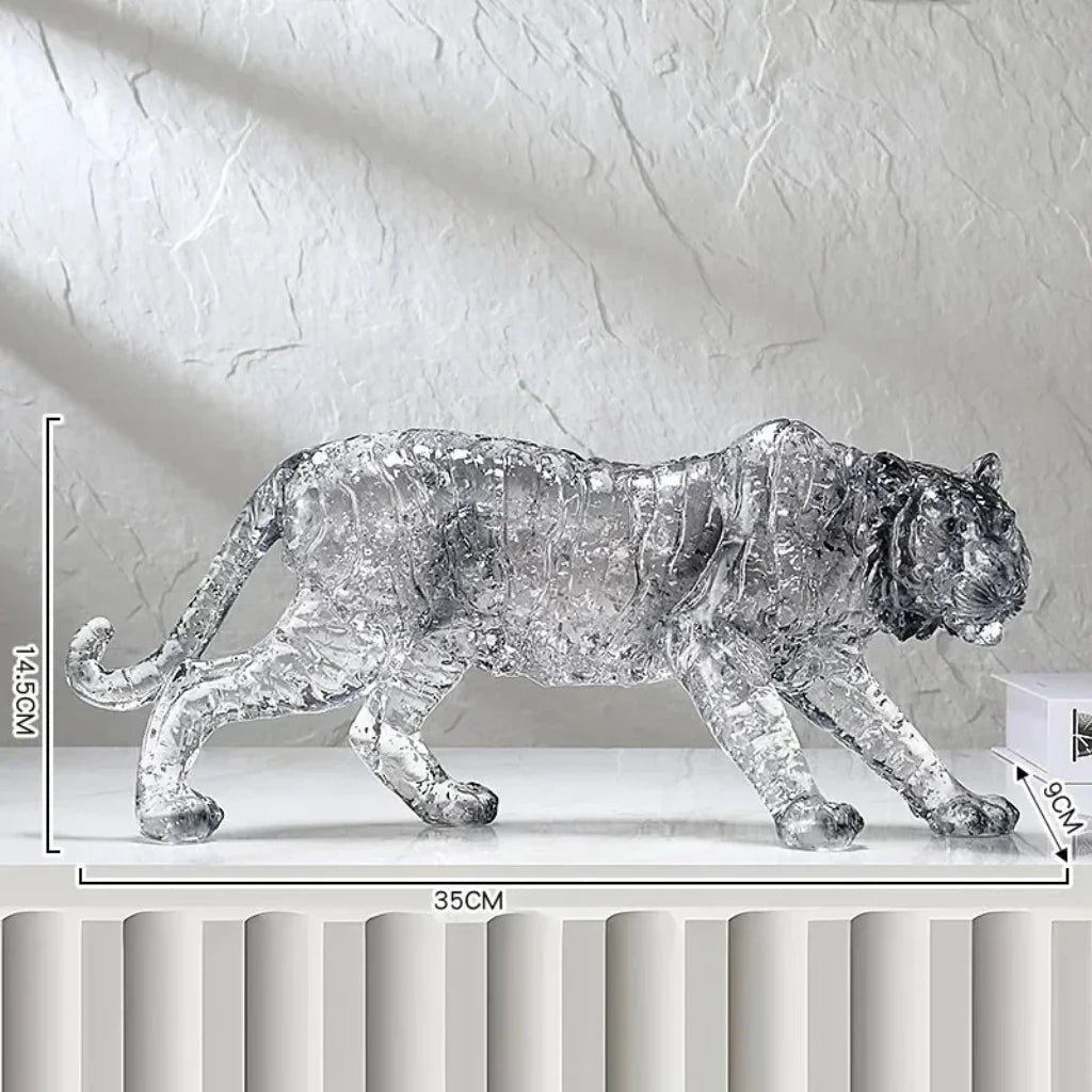Golden Leopard Animal Sculpture with Gold Foil Resin for Home Decor