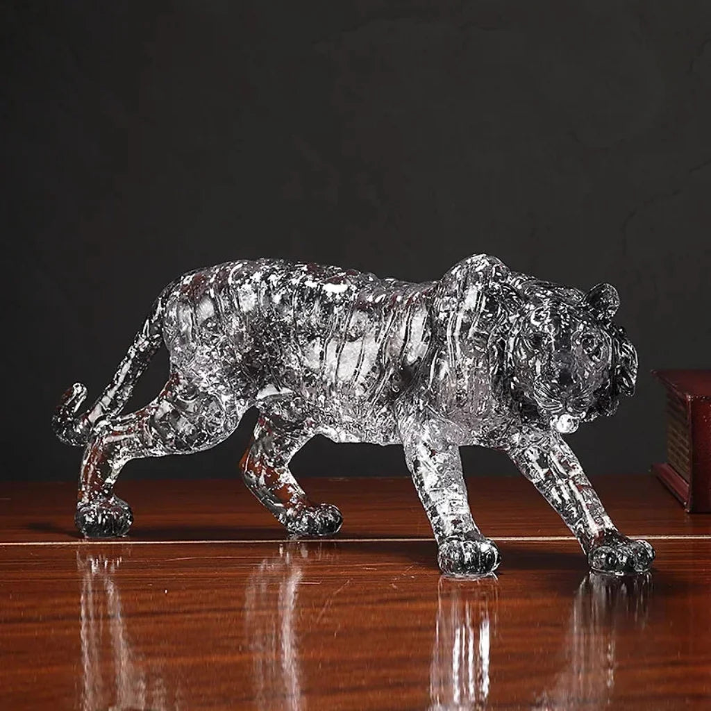 Golden Leopard Animal Sculpture with Gold Foil Resin for Home Decor
