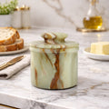 Green Onyx Butter Keeper with Lid - French Butter Crock