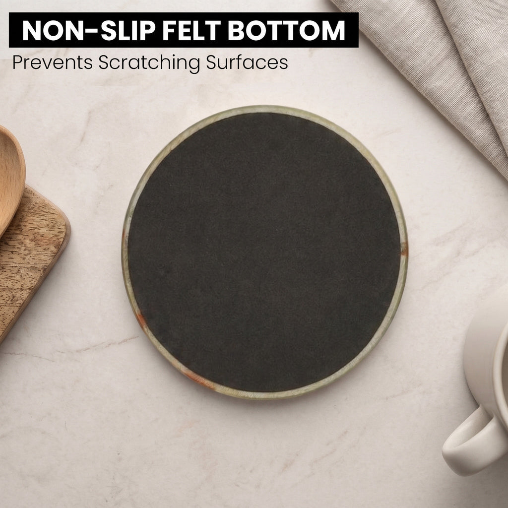 Green Onyx Round Marble Coaster (Set of 6)