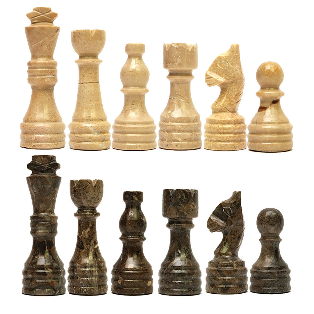 Grey Oceanic and Verona Marble Chess Pieces for 12 to 16 Inches Board - (Pieces Only)