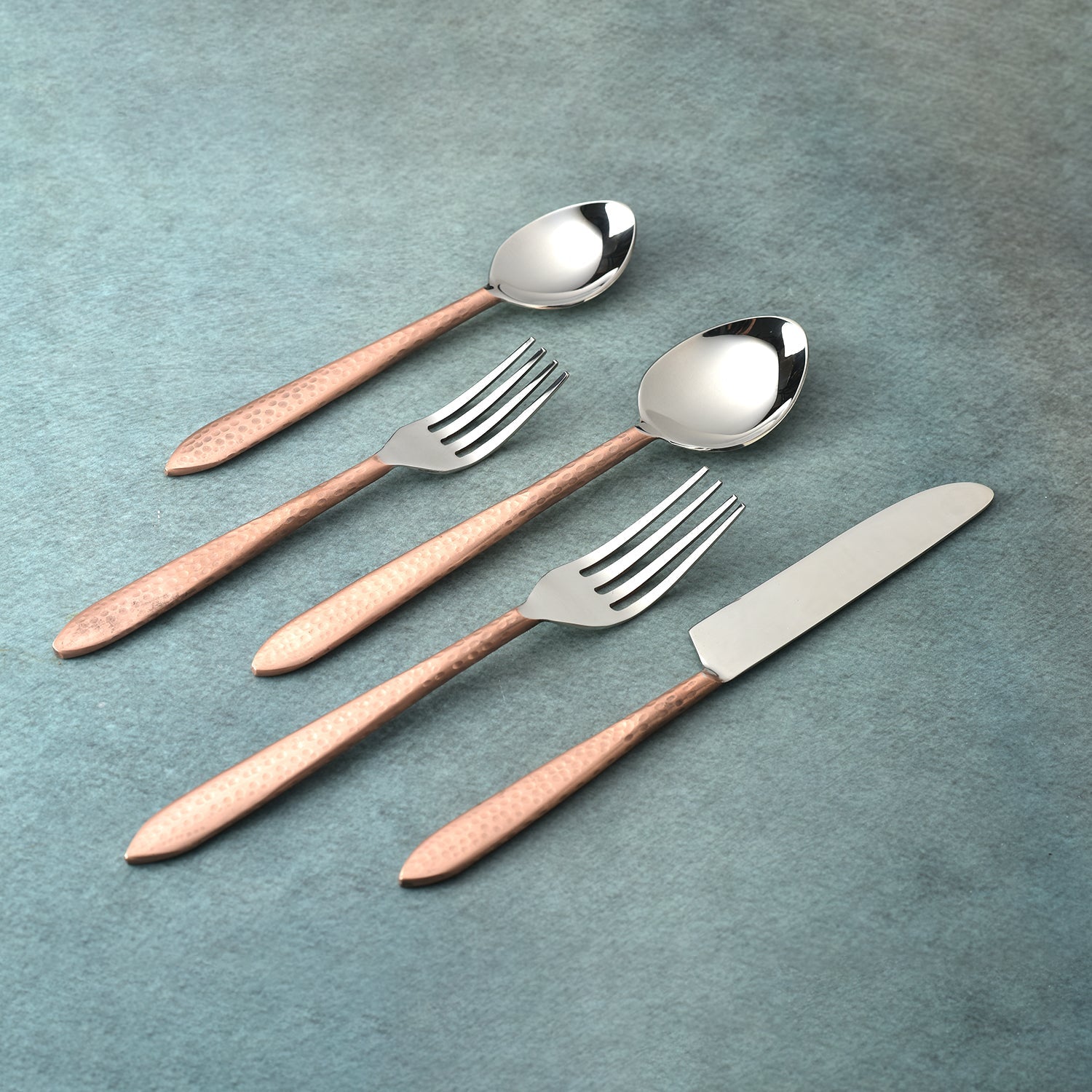 Crimson Hammered Flatware, 5- Pc. Place Setting