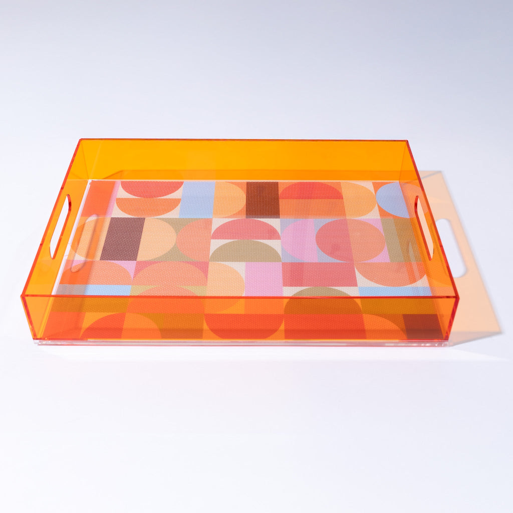 Levitate Acrylic Artwork+Serving Tray-17" x 12" x 2.75"-Orange