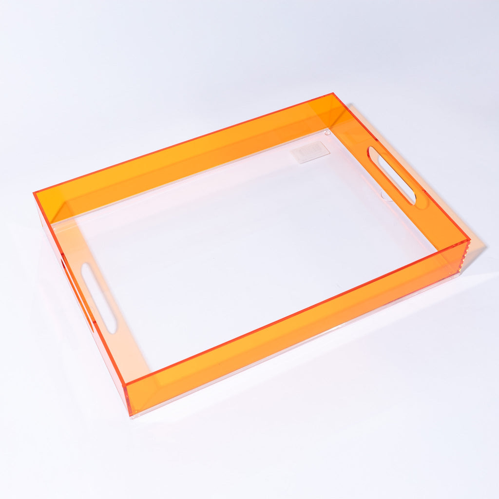 Levitate Acrylic Artwork+Serving Tray-17" x 12" x 2.75"-Orange