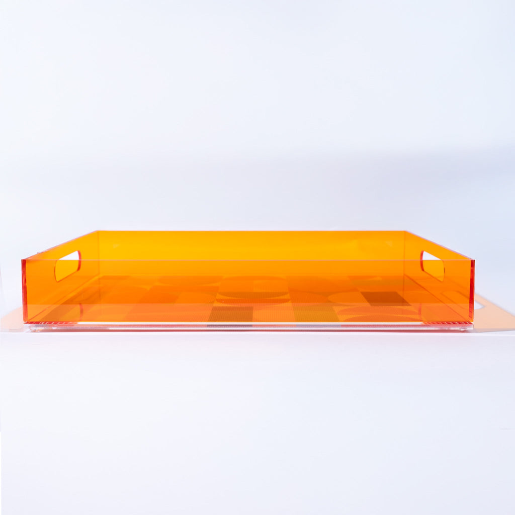 Levitate Acrylic Artwork+Serving Tray-17" x 12" x 2.75"-Orange
