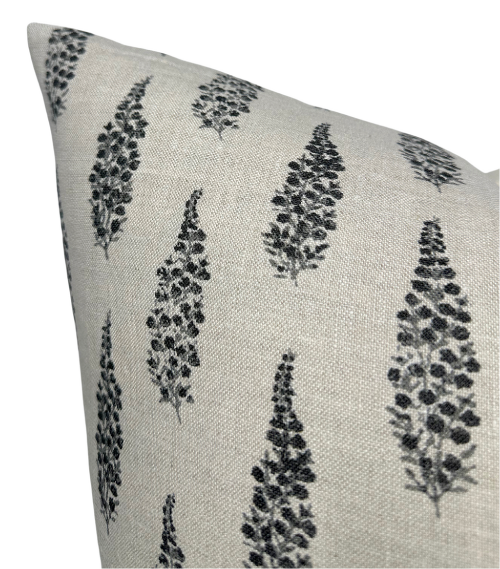 Hollyhock Pillow Cover in Jet, McLaurin + Piercy Textiles