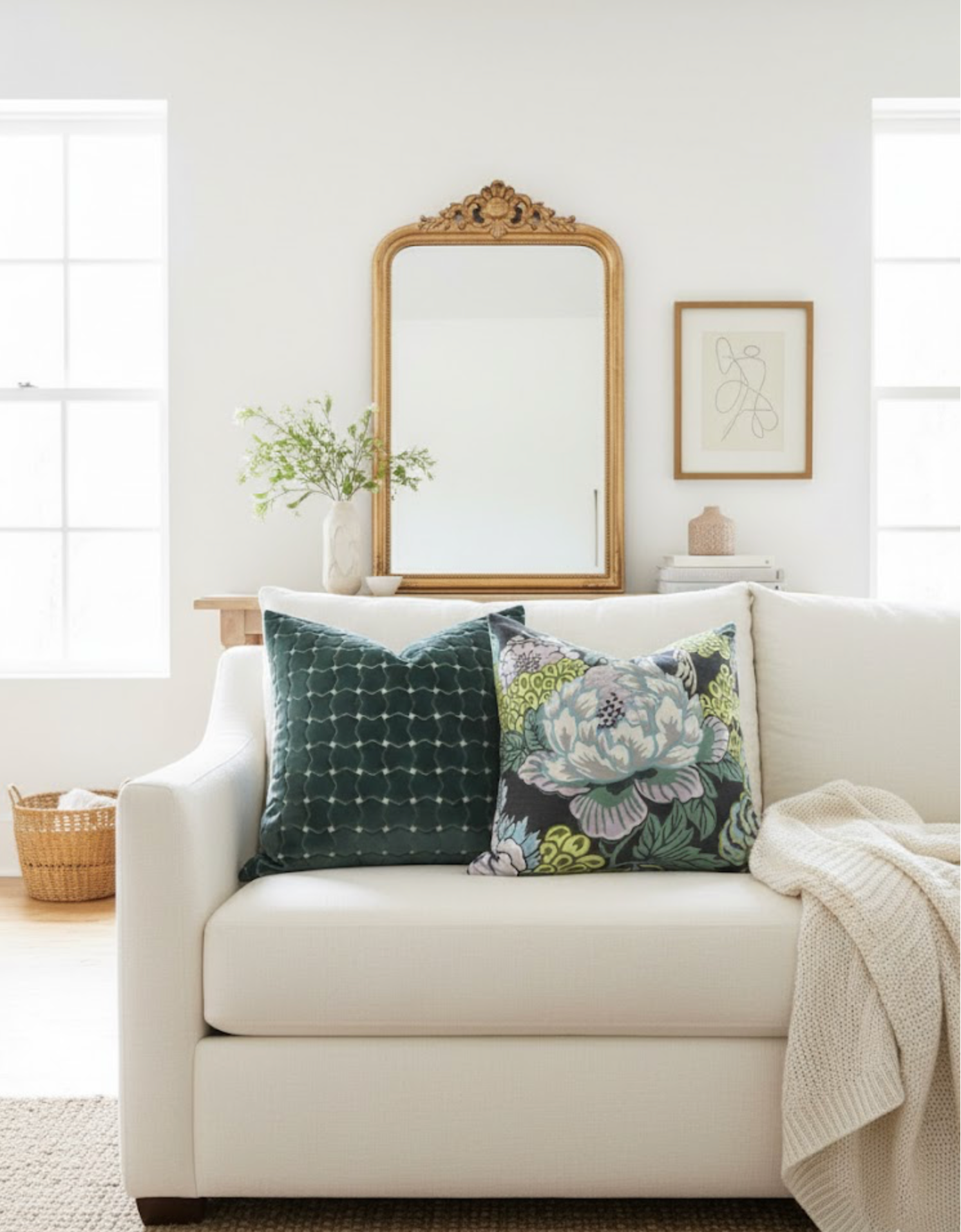 Hinge Velvet Pillow Cover in Seafoam Green