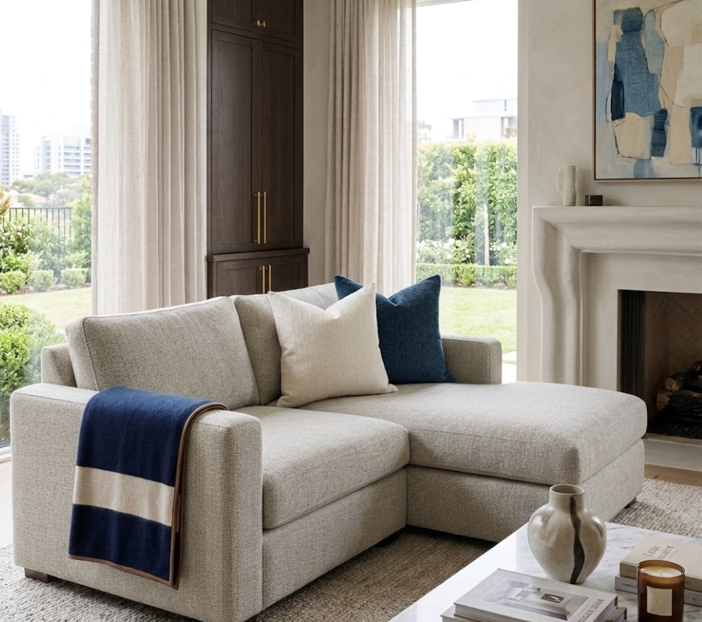 Horizon Striped Pillow Cover in Natural