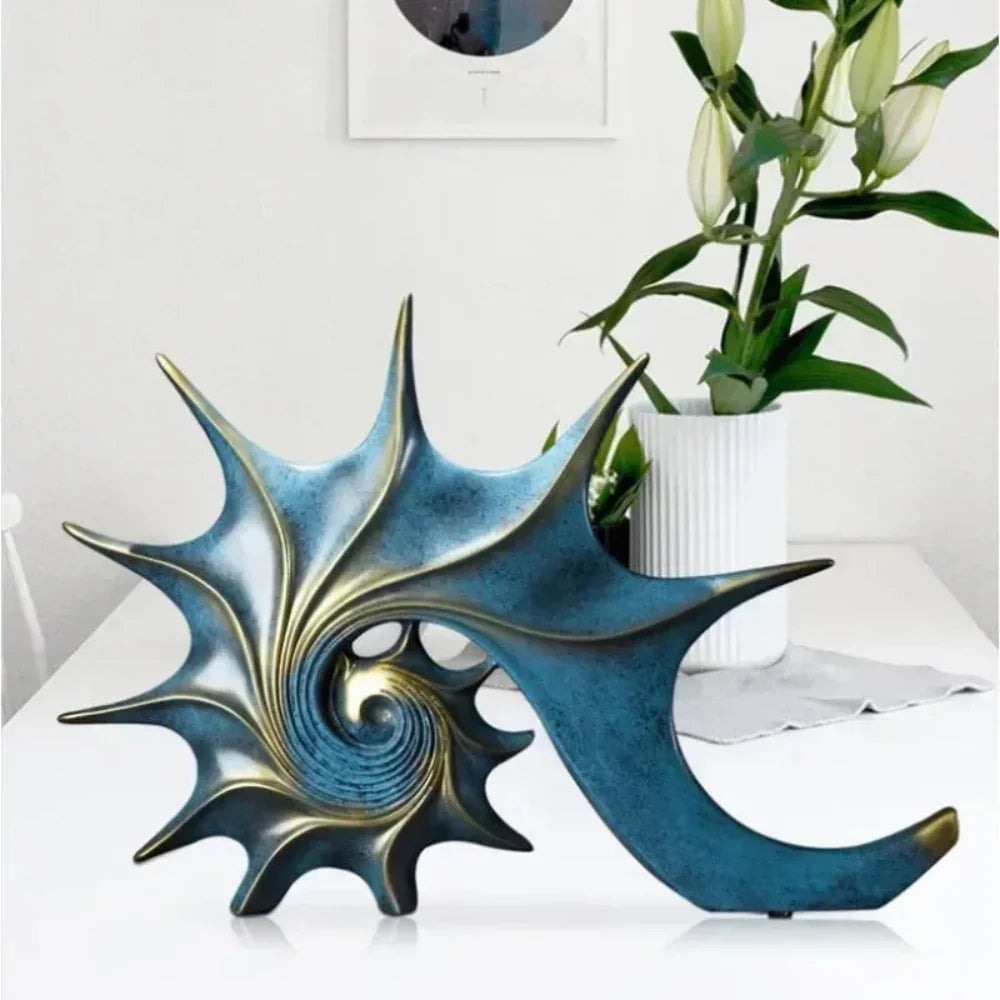 Hand-Carved Conch Shell Sculpture
