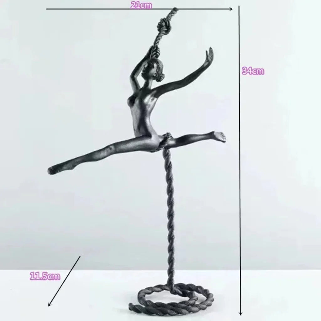 Handstand Human Matte Black Iron Figure Sculpture
