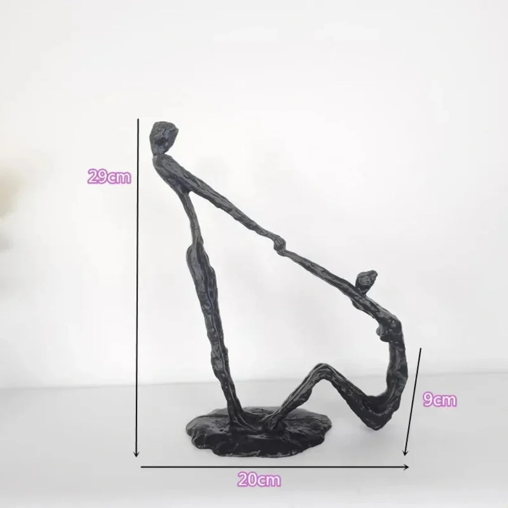 Handstand Human Matte Black Iron Figure Sculpture