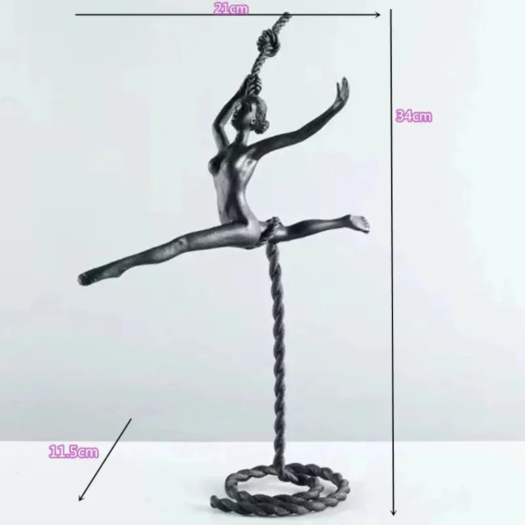 Handstand Human Matte Black Iron Figure Sculpture