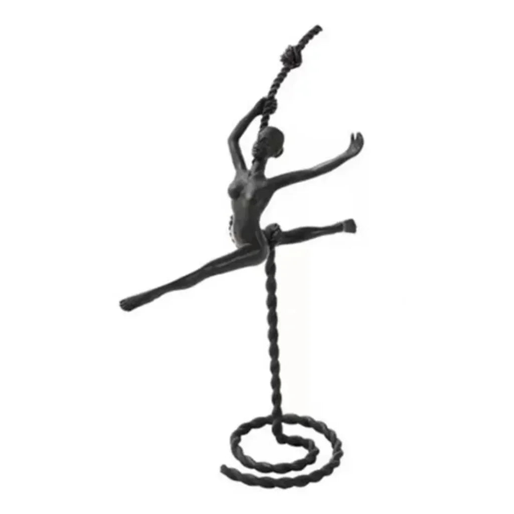 Handstand Human Matte Black Iron Figure Sculpture