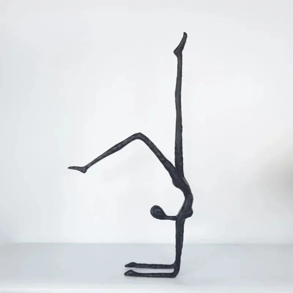 Handstand Human Matte Black Iron Figure Sculpture