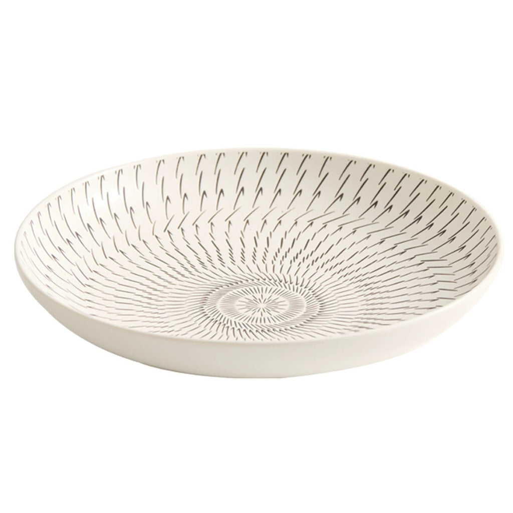 Luxury Japanese-Style Ceramic Dinner Plate – Modern Black Line Pattern