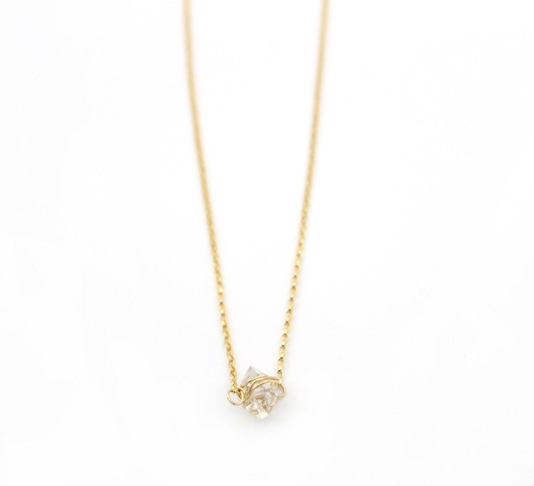 Herkimer Diamond Caged Necklace