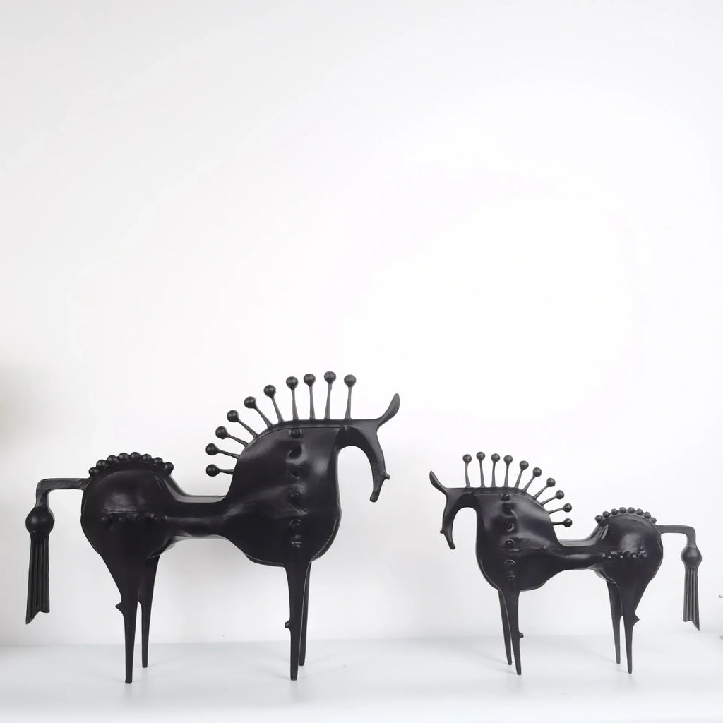 Horse Sculpture Matte Black Iron Decor for Your Modern Home