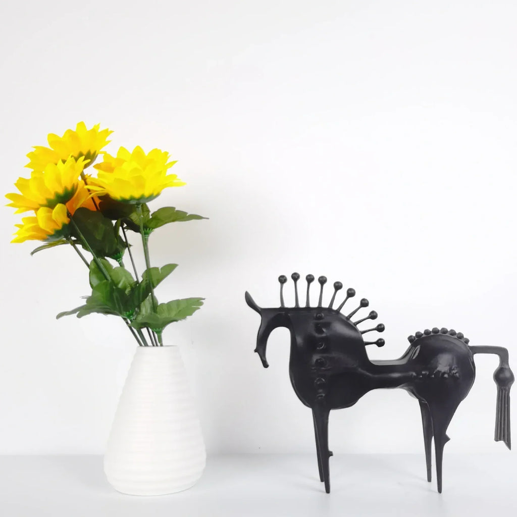 Horse Sculpture Matte Black Iron Decor for Your Modern Home