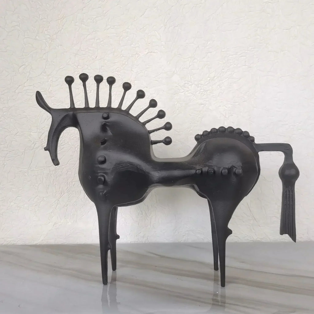 Horse Sculpture Matte Black Iron Decor for Your Modern Home