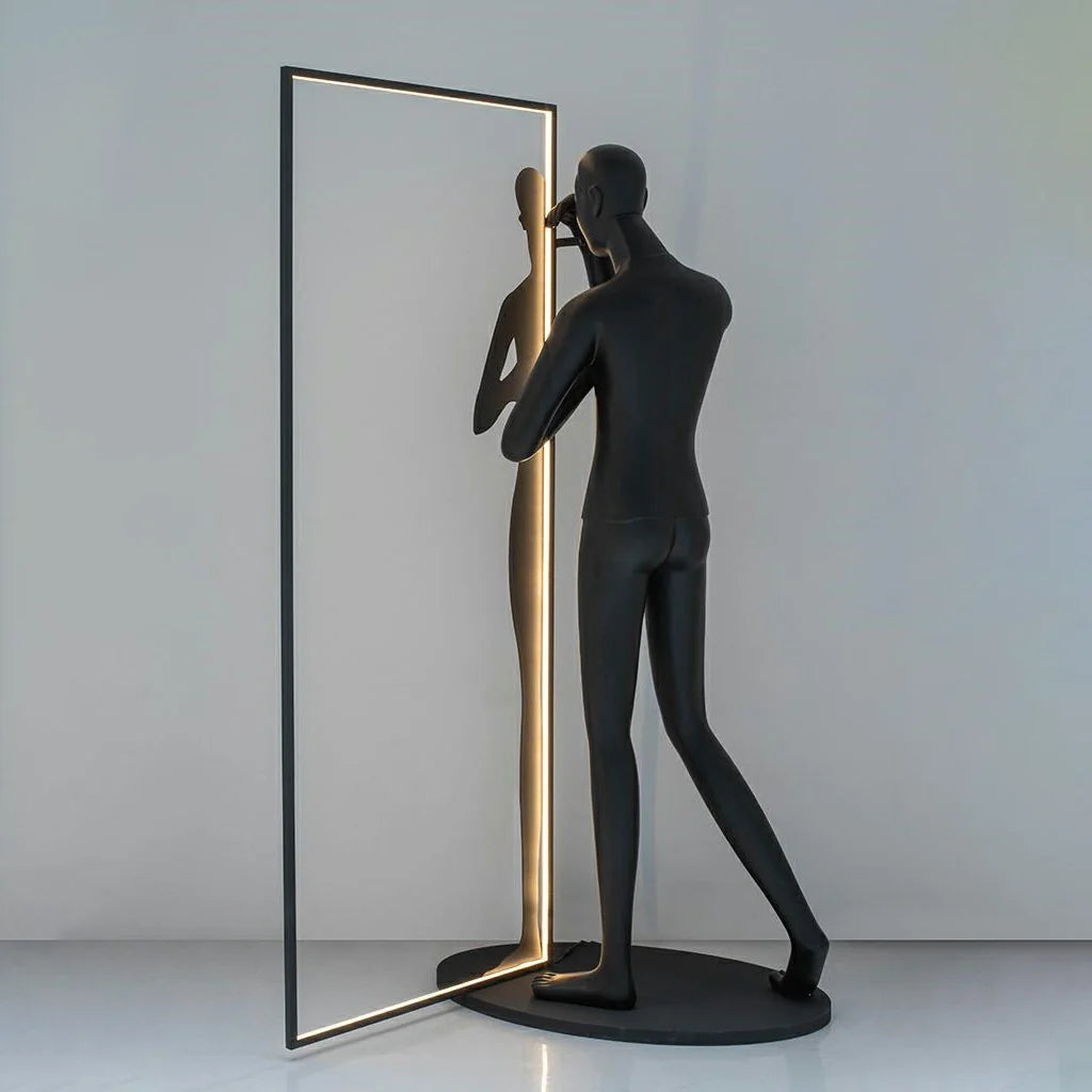 Human Mirror Sculpture Floor Lamp