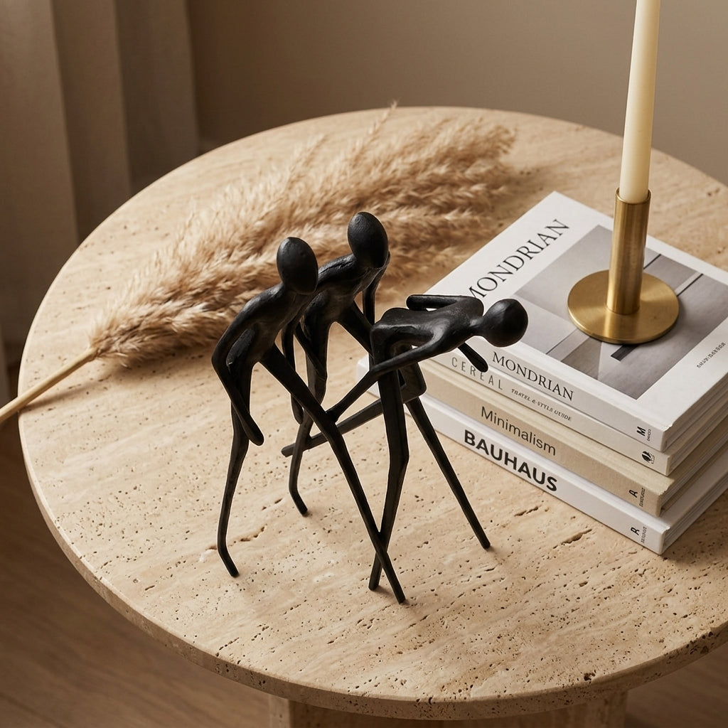 Human Sculpture Matte Black Iron Trio for Your Living Room