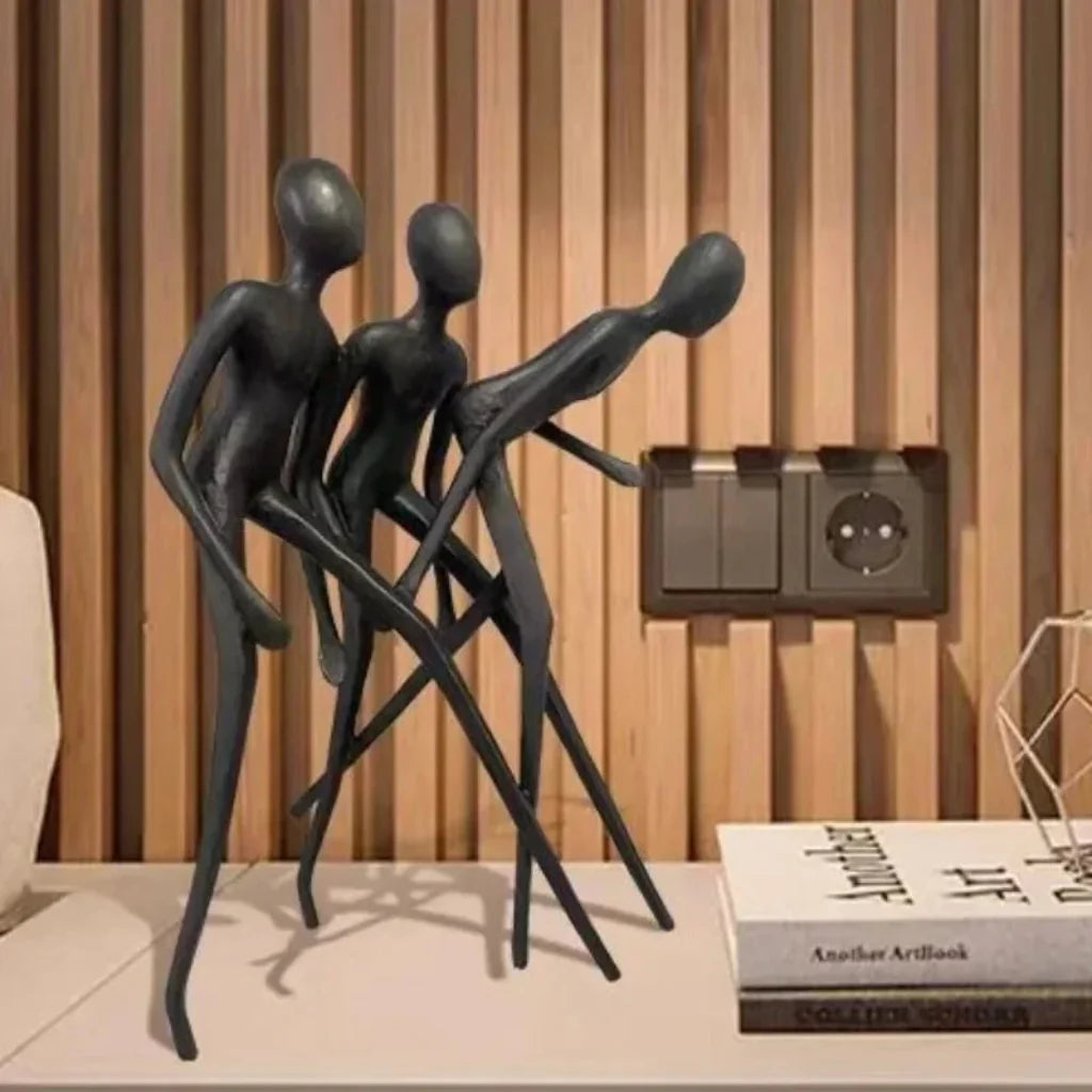 Human Sculpture Matte Black Iron Trio for Your Living Room