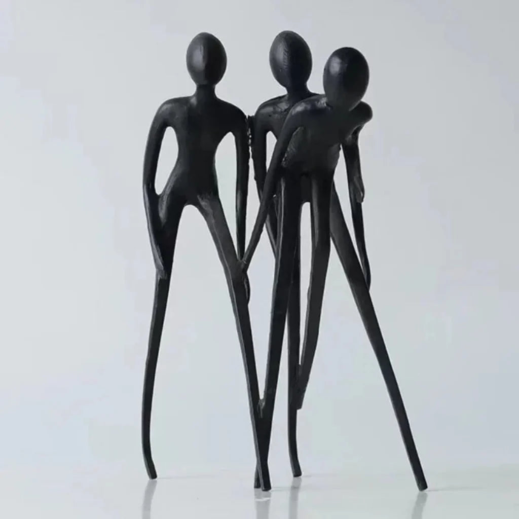 Human Sculpture Matte Black Iron Trio for Your Living Room