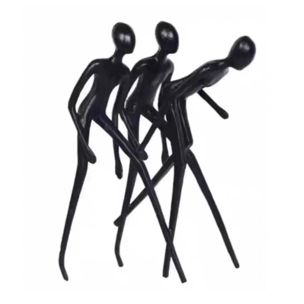 Human Sculpture Matte Black Iron Trio for Your Living Room