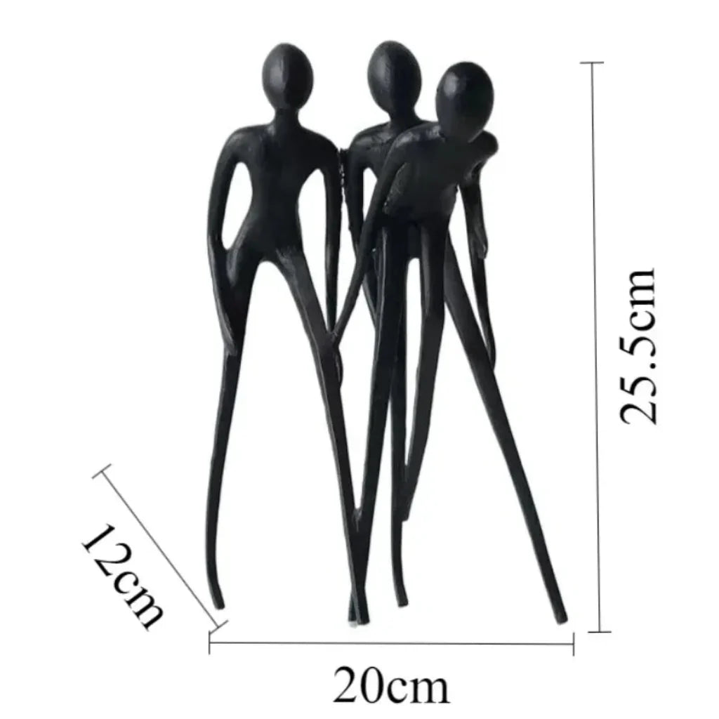 Human Sculpture Matte Black Iron Trio for Your Living Room