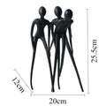 Human Sculpture Matte Black Iron Trio for Your Living Room