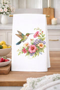Hummingbird Spring Floral Kitchen Towel