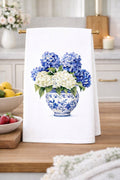 Blue and White Hydrangeas in Chinoiserie Vase Kitchen Towel