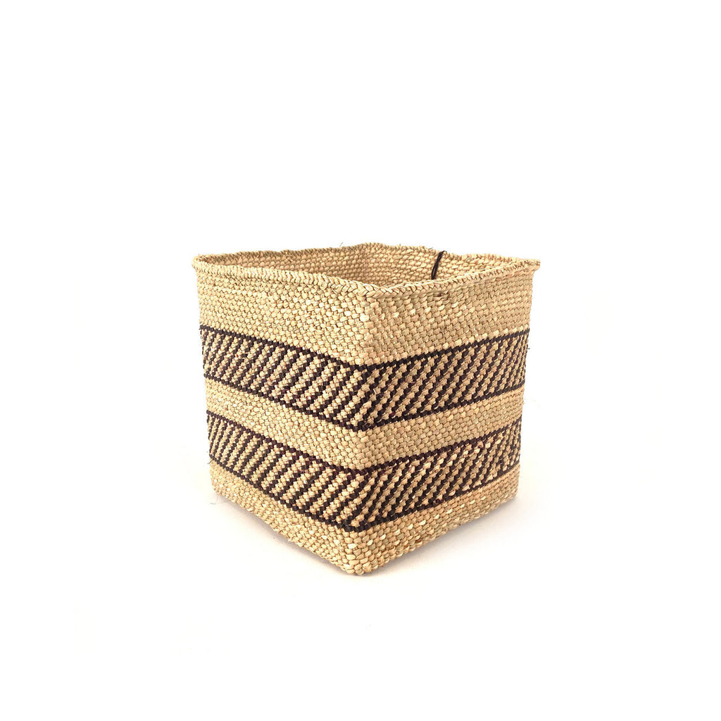 Square Natural  w/ Black Stripe Iringa Basket