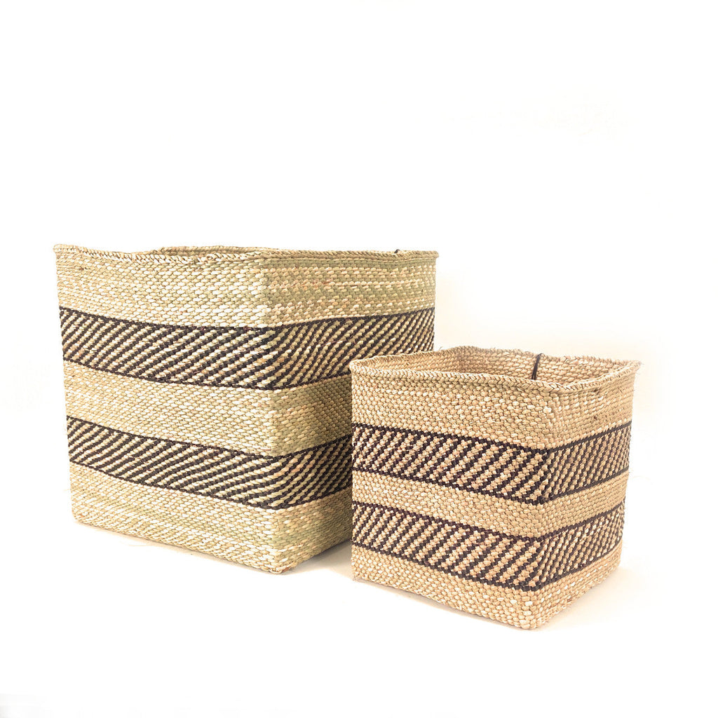 Square Natural  w/ Black Stripe Iringa Basket
