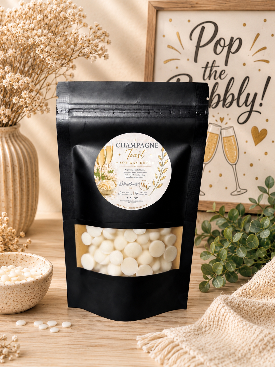 Champagne Toast Soy Wax Melt Dots | Small Bag 2.5 oz