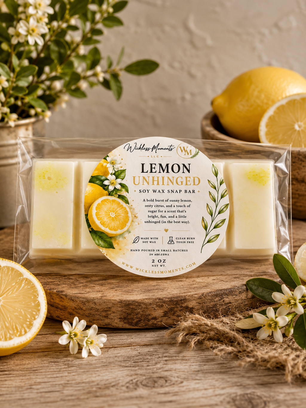 Lemon Unhinged Soy Wax Snap Bar|2oz