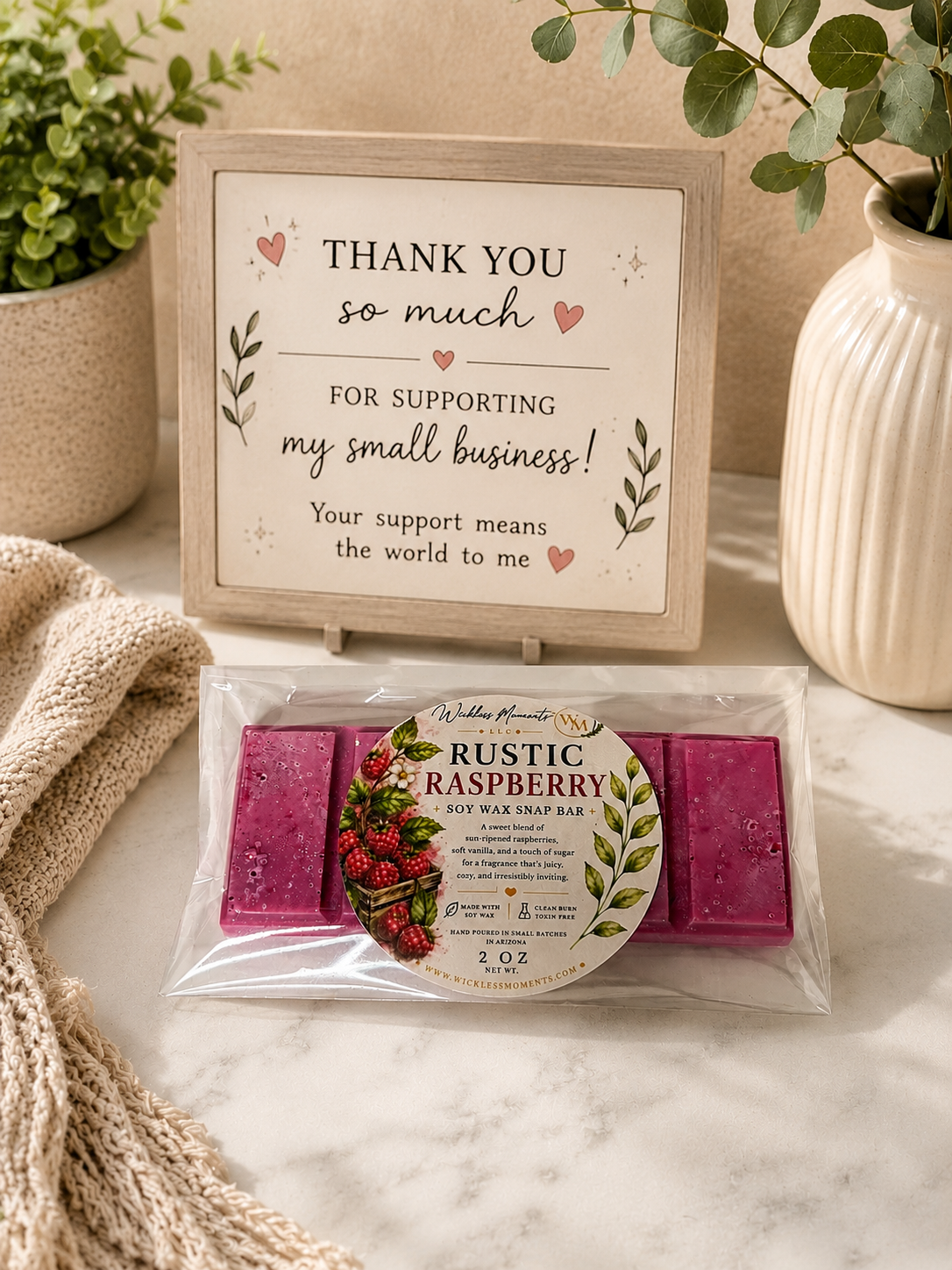 Rustic Raspberry Soy Wax Snap Bar|2oz