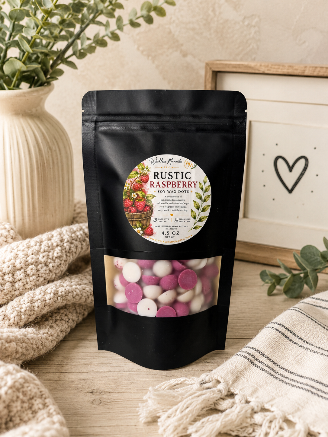Rustic Raspberry Soy Wax Dots |Medium Bag 4.5oz