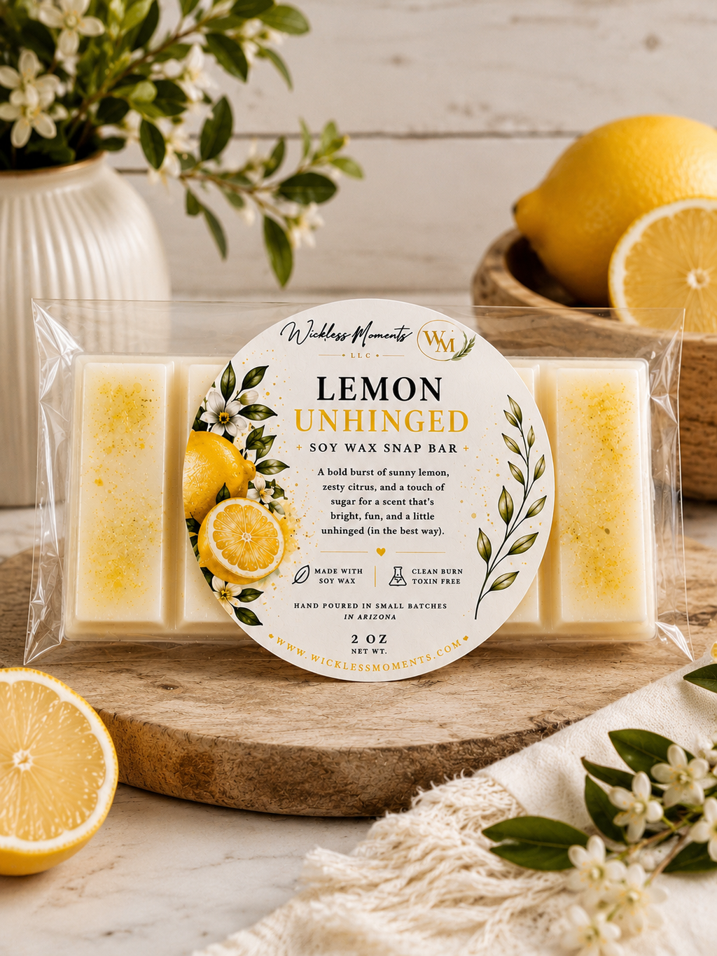 Lemon Unhinged Soy Wax Snap Bar|2oz