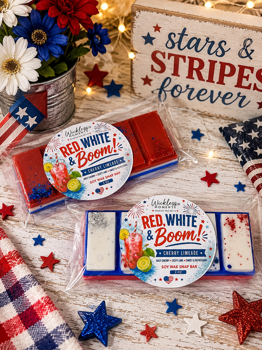 Red, White & Boom! Cherry Limeade Soy Wax Snap Bar | 2 oz