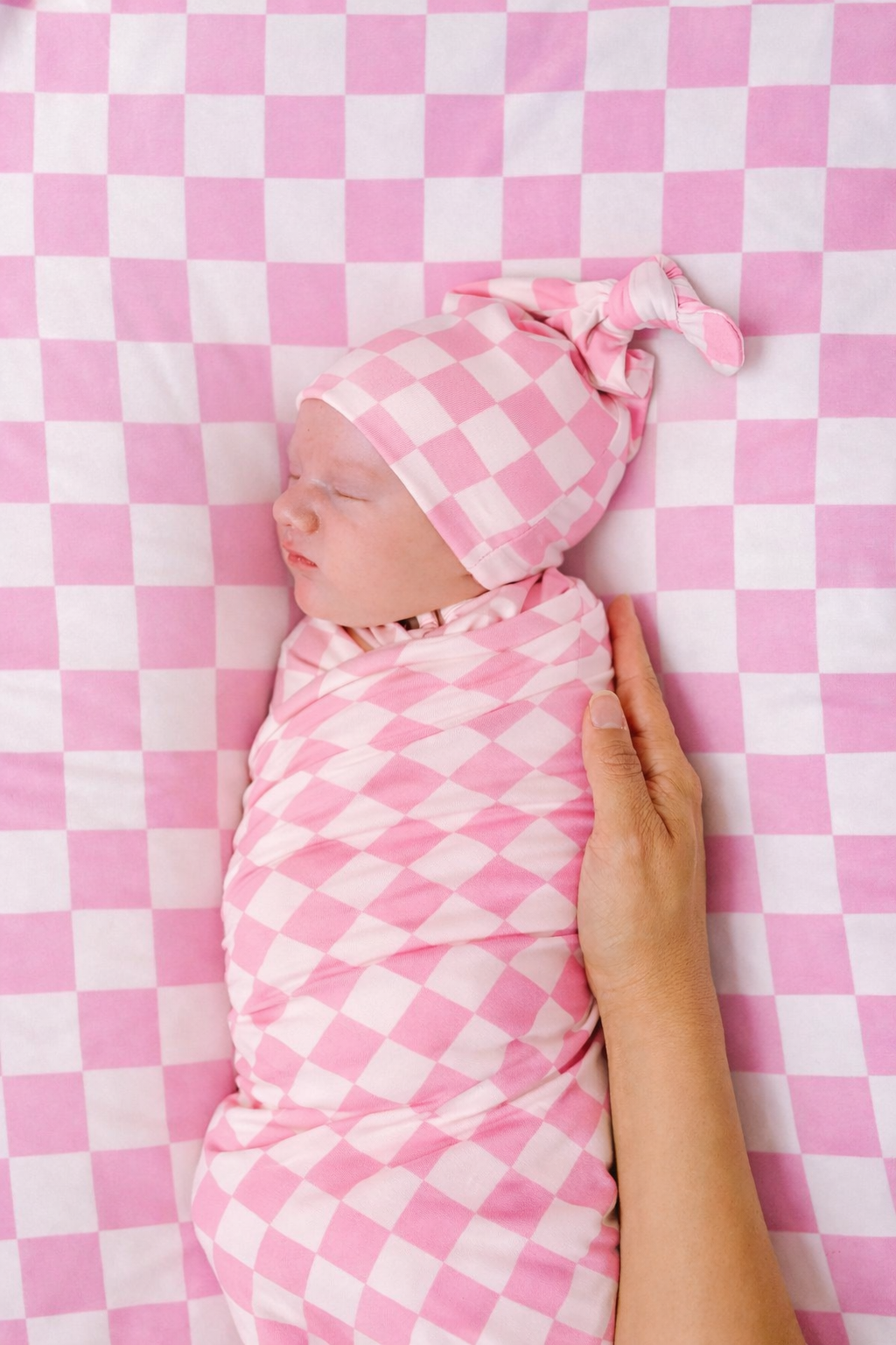 Pink & White Checkered Stretch Swaddle