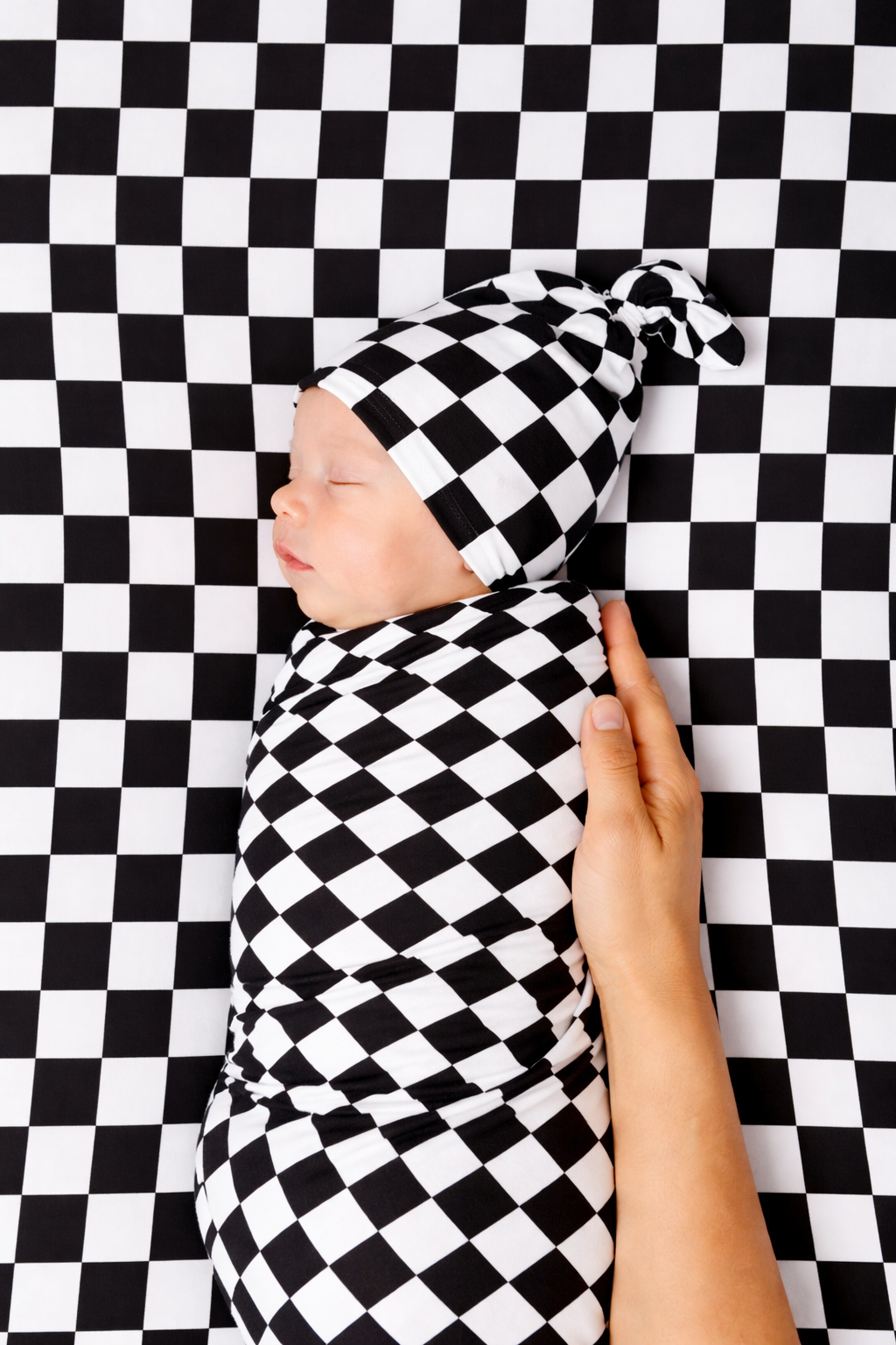Race Black & White Checkered Stretch Swaddle