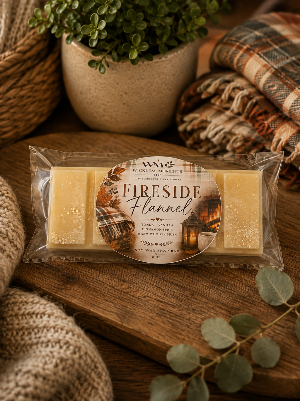 Fireside Flannel Soy Wax Snap Bar | 2 oz