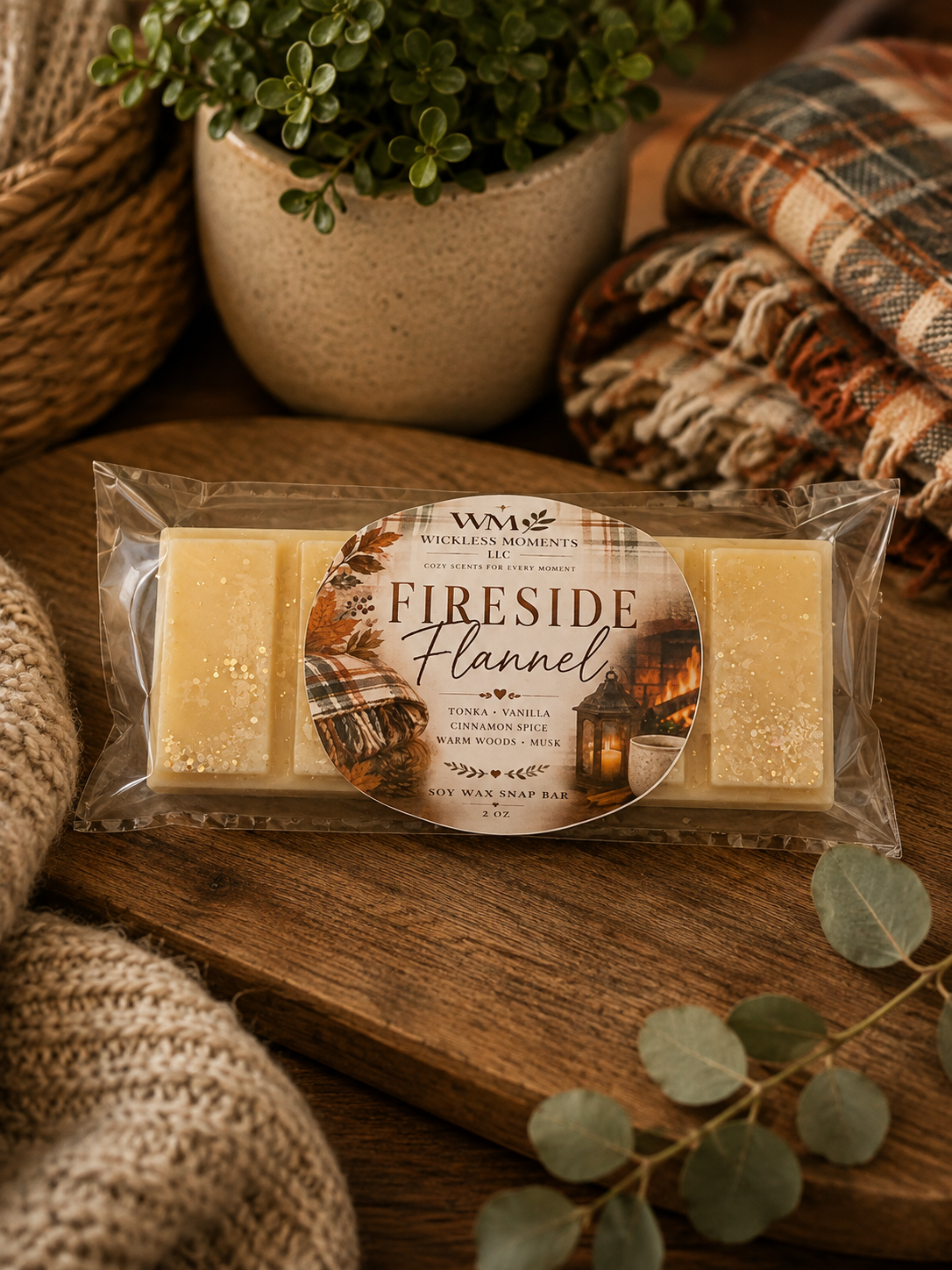 Fireside Flannel Soy Wax Snap Bar | 2 oz